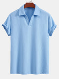 Men's Textured V-Neck Polo & Shorts Set