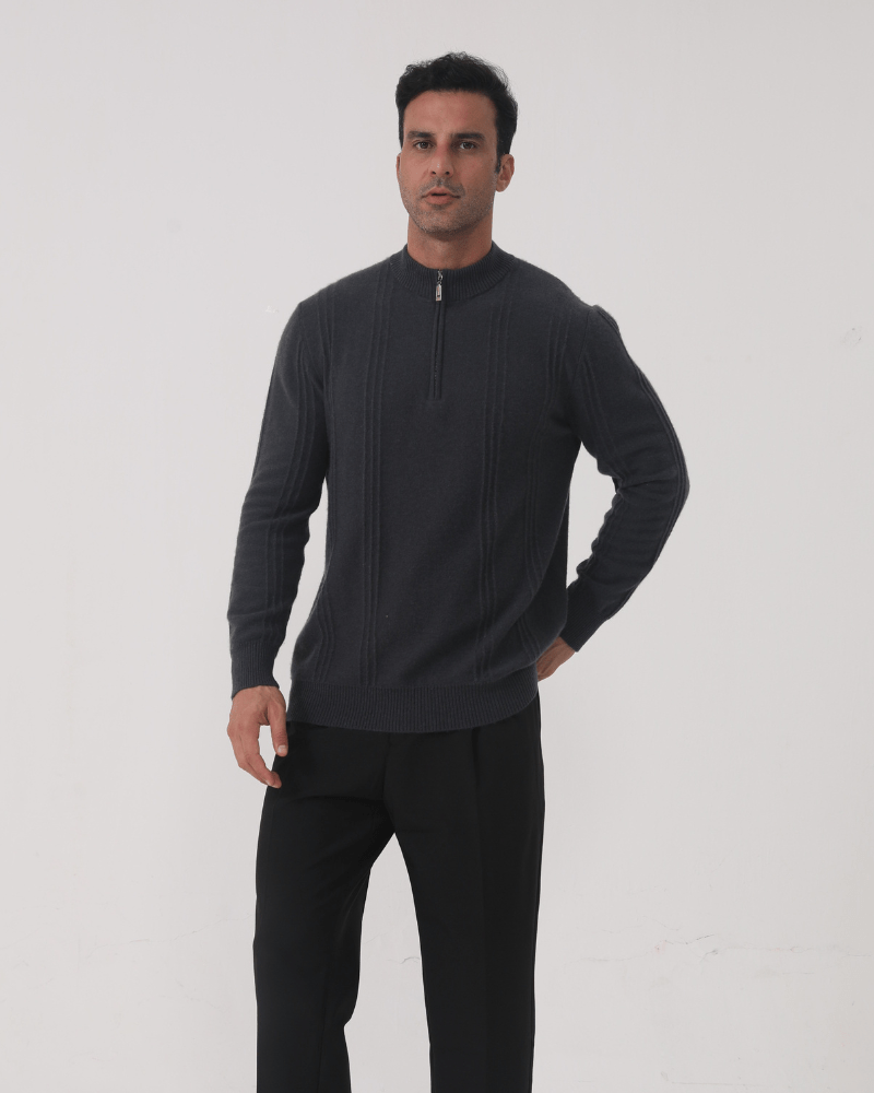 Men's Ribbed Half-Zip Knit Sweater