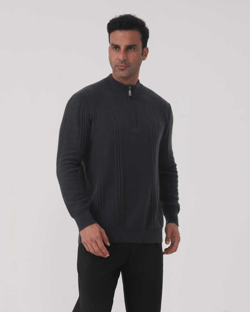 Men's Ribbed Half-Zip Knit Sweater