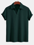 Men's Textured V-Neck Polo & Shorts Set