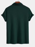 Men's Textured V-Neck Polo & Shorts Set