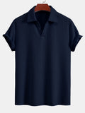Men's Textured V-Neck Polo & Shorts Set