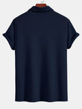 Men's Textured V-Neck Polo & Shorts Set