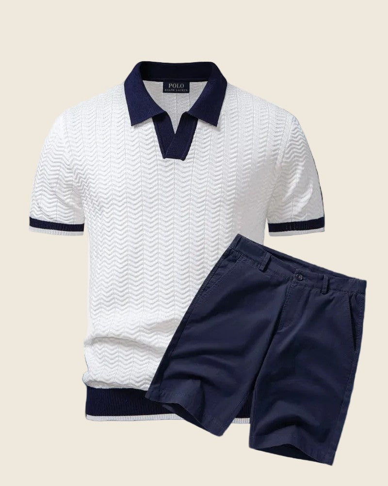 Men's Knit Polo Shirt & Shorts Set