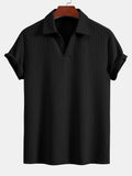 Men's Textured V-Neck Polo & Shorts Set