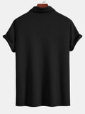 Men's Textured V-Neck Polo & Shorts Set