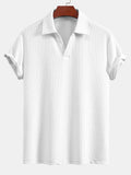 Men's Textured V-Neck Polo & Shorts Set