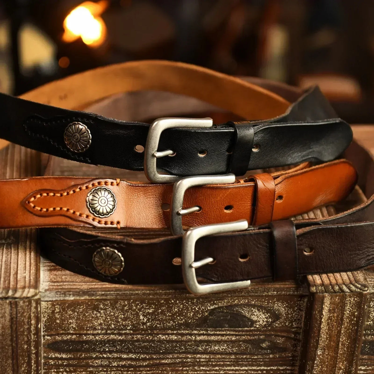 Men's Leather Western Belt