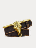 Men's Western Cowboy PU Belt with Bull Head Buckle