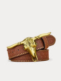 Men's Western Cowboy PU Belt with Bull Head Buckle