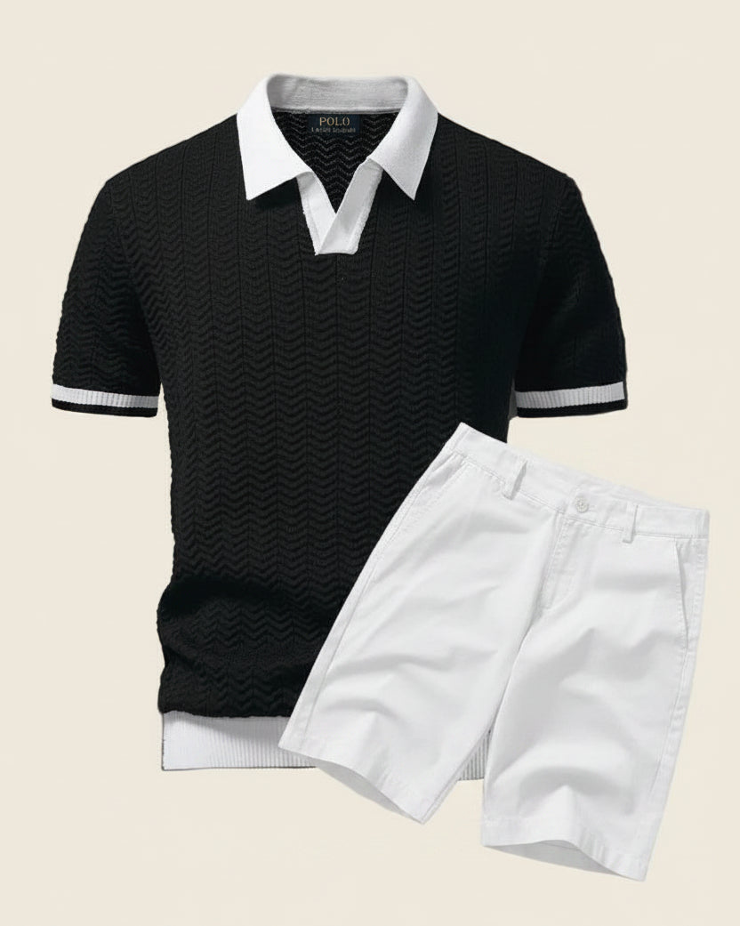 Men's Knit Polo Shirt & Shorts Set