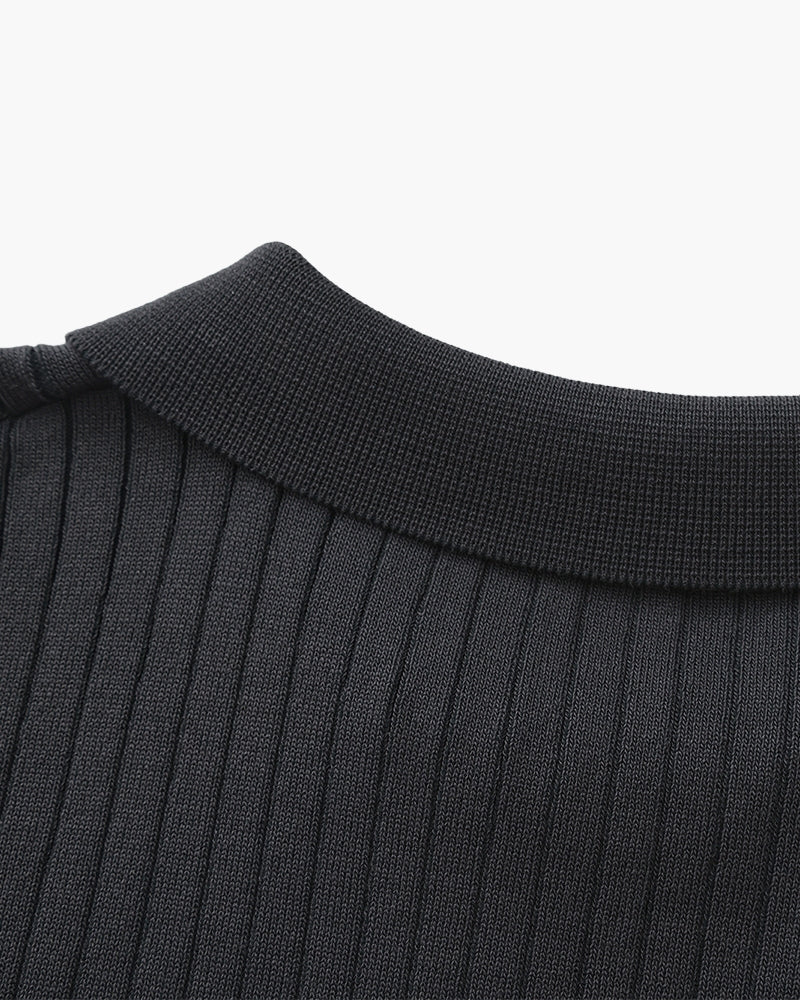 Men's Ribbed Knit Polo Shirt