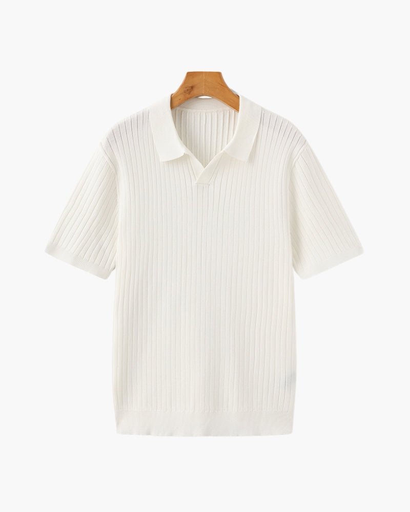Men's Ribbed Knit Polo Shirt