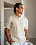 Men's Ribbed Knit Polo Shirt