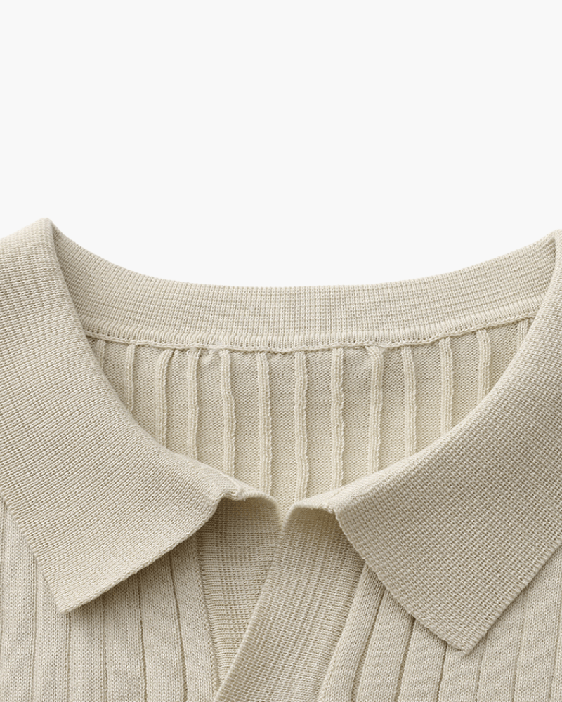 Men's Ribbed Knit Polo Shirt