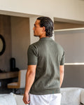 Men's Ribbed Knit Polo Shirt