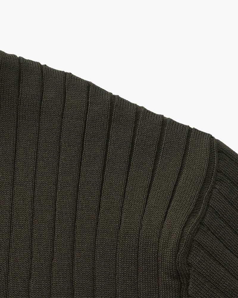 Men's Ribbed Knit Polo Shirt