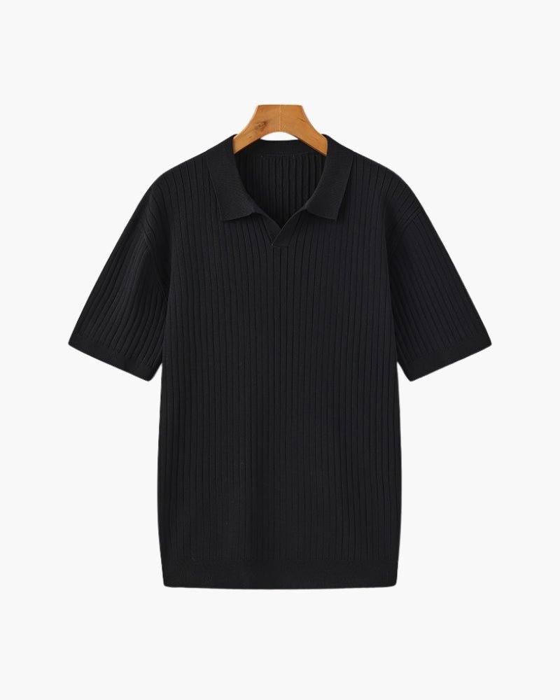 Men's Ribbed Knit Polo Shirt