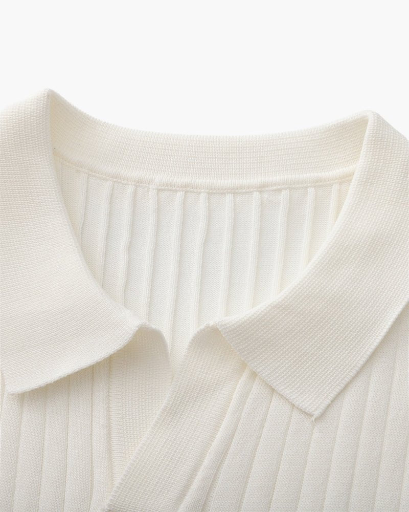 Men's Ribbed Knit Polo Shirt