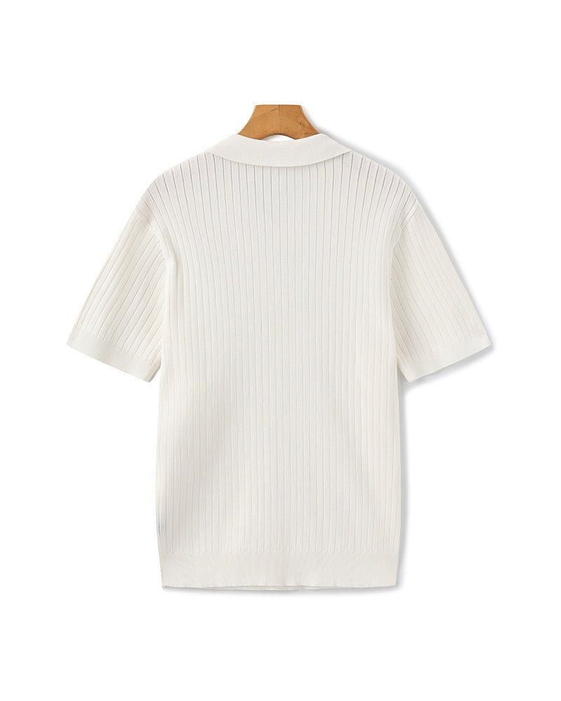 Men's Ribbed Knit Polo Shirt