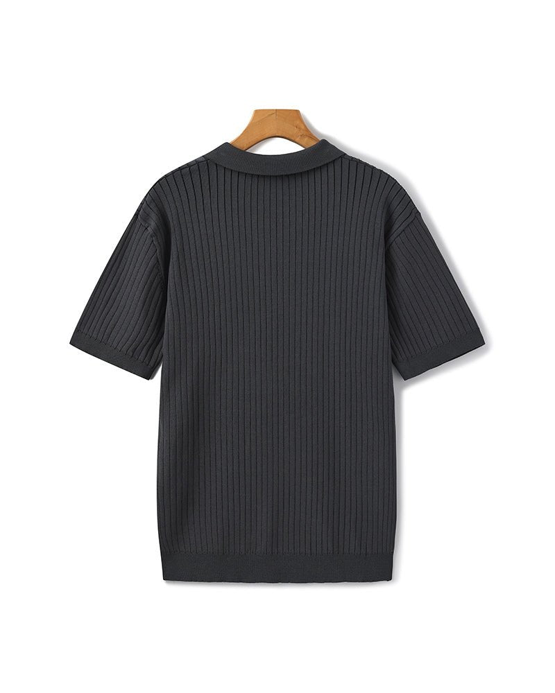 Men's Ribbed Knit Polo Shirt