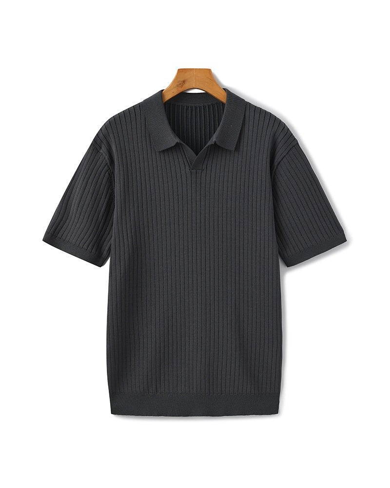 Men's Ribbed Knit Polo Shirt