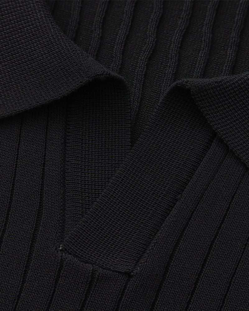 Men's Ribbed Knit Polo Shirt