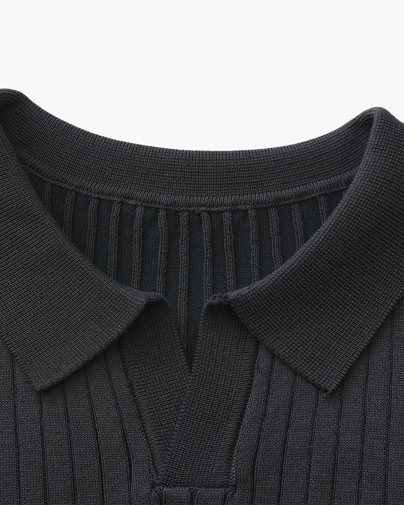Men's Ribbed Knit Polo Shirt