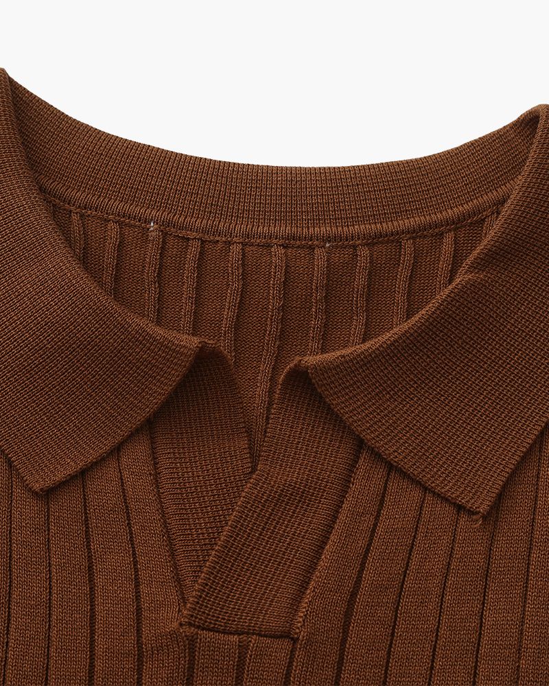 Men's Ribbed Knit Polo Shirt