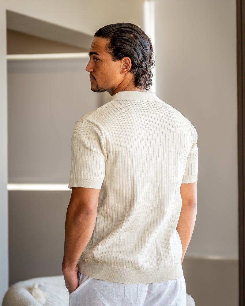Men's Ribbed Knit Polo Shirt
