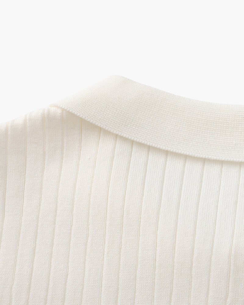 Men's Ribbed Knit Polo Shirt