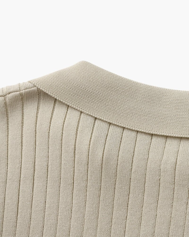 Men's Ribbed Knit Polo Shirt