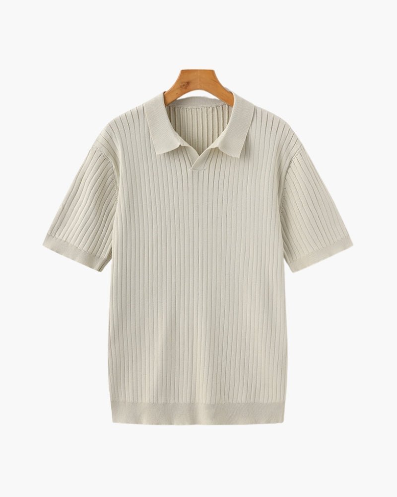Men's Ribbed Knit Polo Shirt