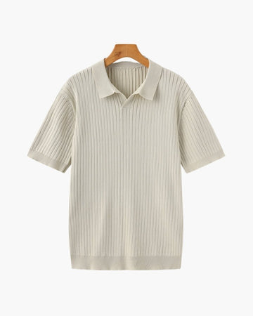 Men's Ribbed Knit Polo Shirt