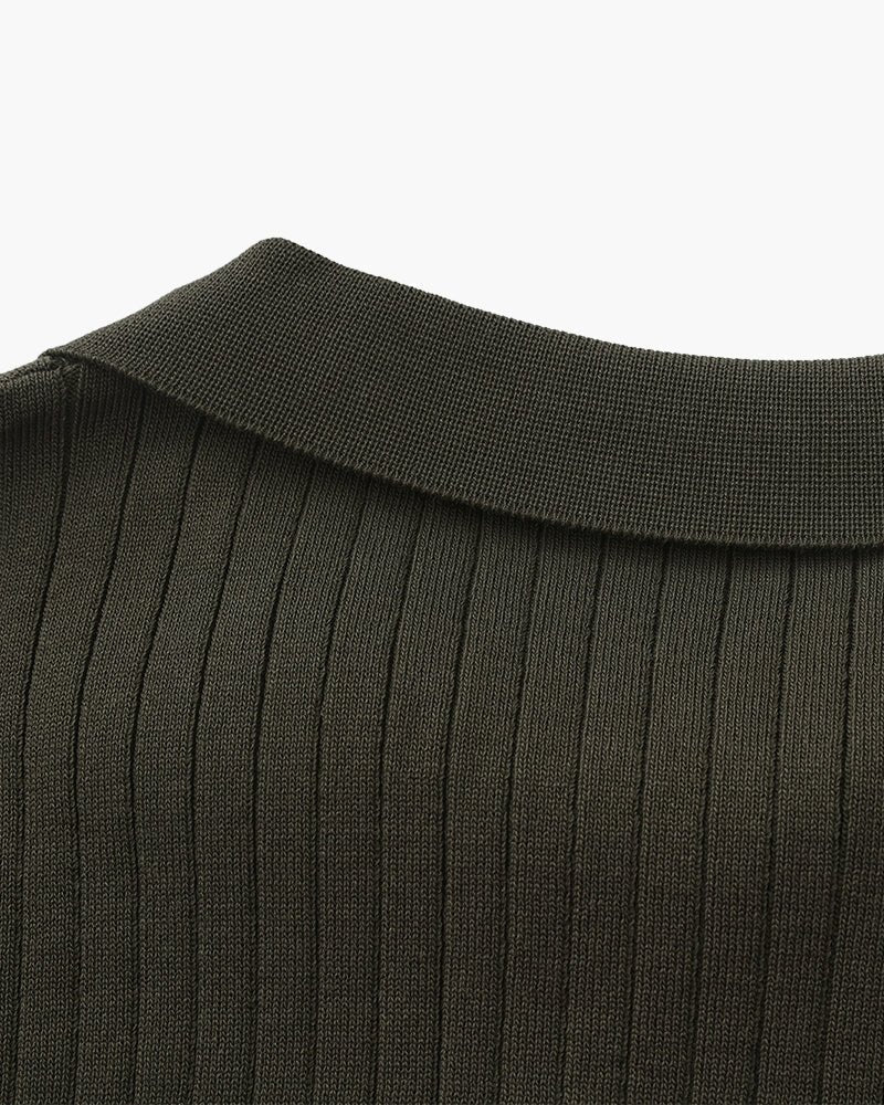 Men's Ribbed Knit Polo Shirt