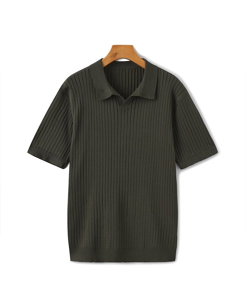 Men's Ribbed Knit Polo Shirt