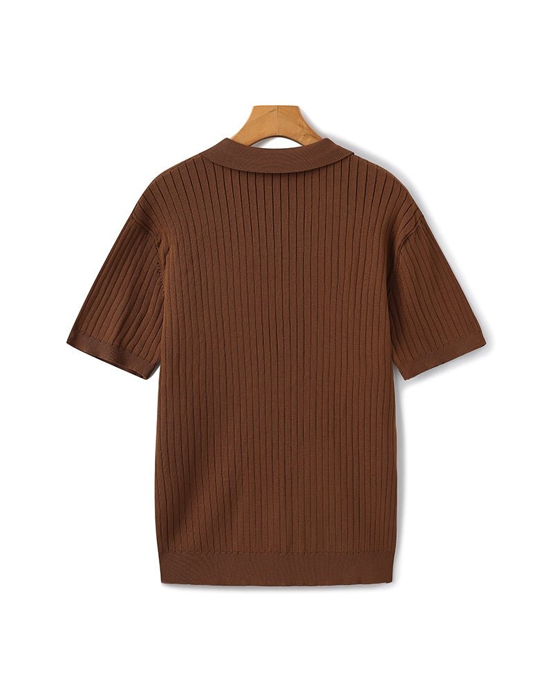 Men's Ribbed Knit Polo Shirt