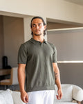 Men's Ribbed Knit Polo Shirt