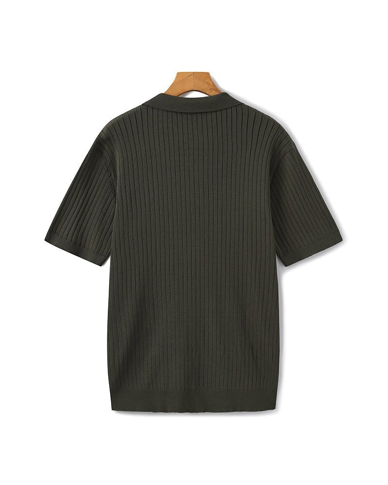 Men's Ribbed Knit Polo Shirt