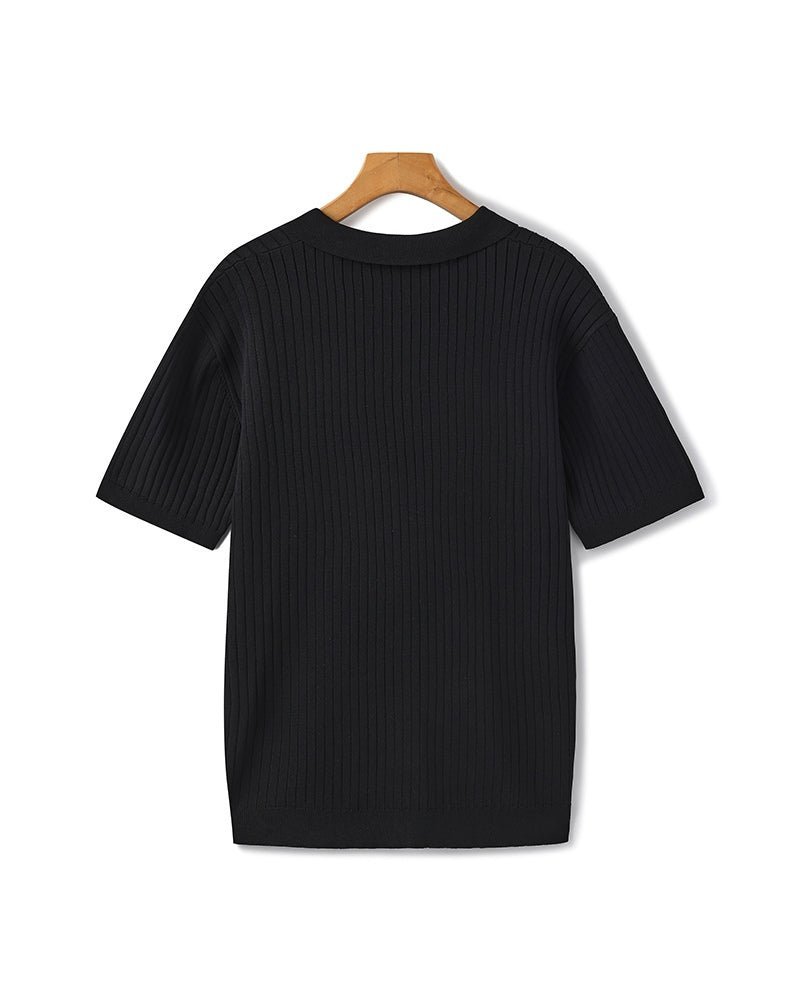 Men's Ribbed Knit Polo Shirt