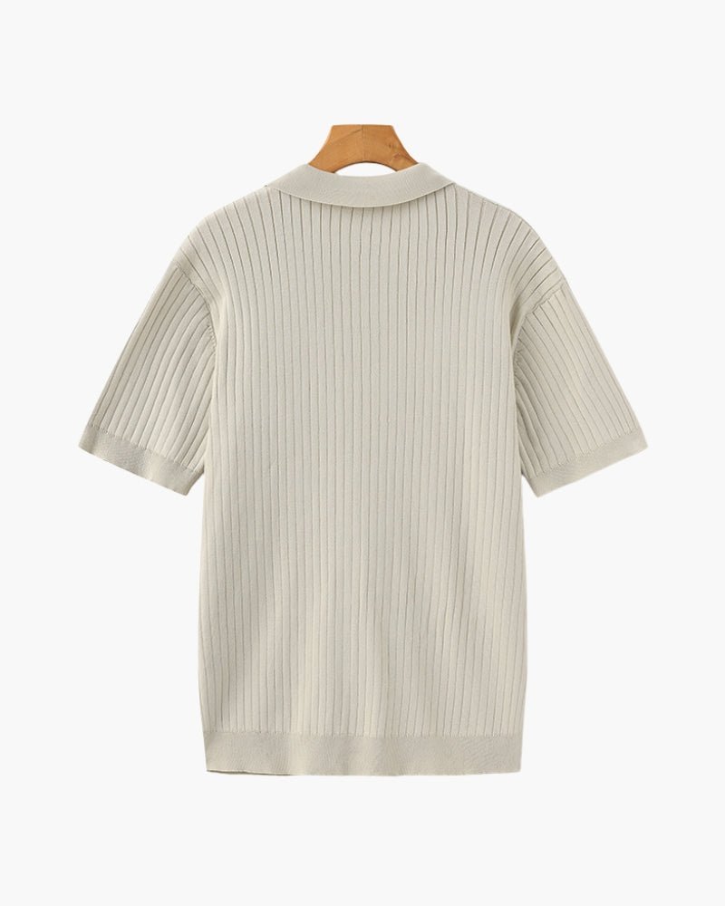 Men's Ribbed Knit Polo Shirt
