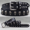 Men's Leather Rivet Belt with Skull & Animal Studs, 3.8 cm
