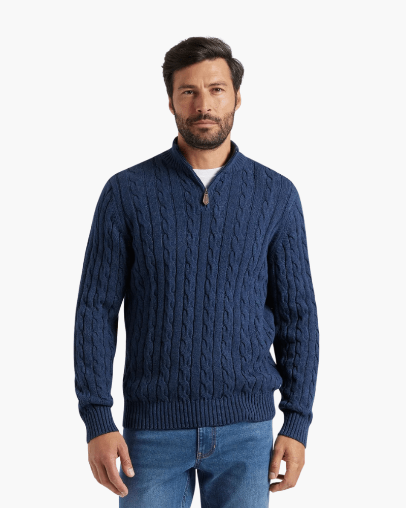 Verbier Men's Cable Knit Half-Zip Sweater