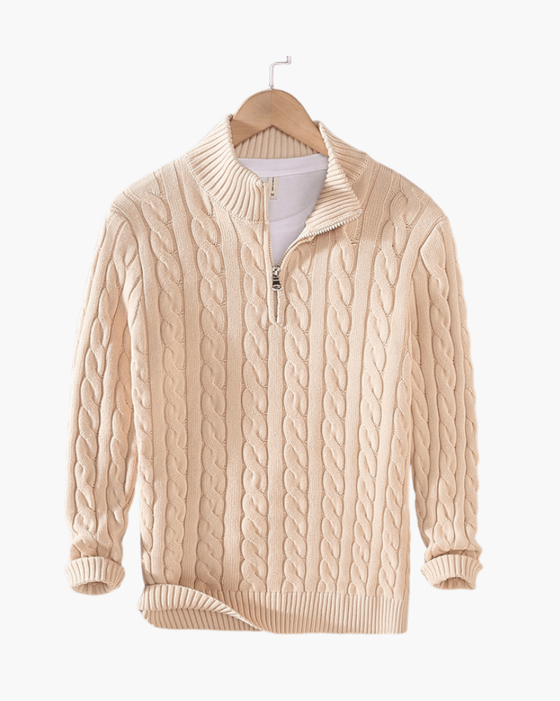 Verbier Men's Cable Knit Half-Zip Sweater
