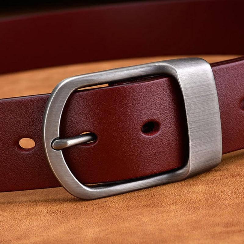 Men's Leather Belt with Matte Buckle