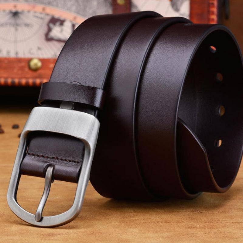 Men's Leather Belt with Matte Buckle