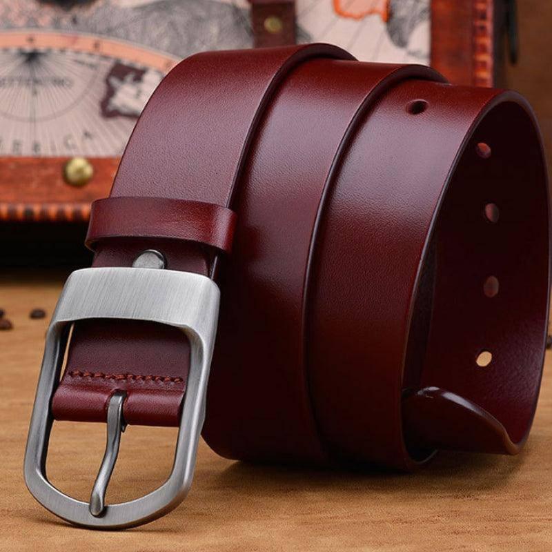 Men's Leather Belt with Matte Buckle