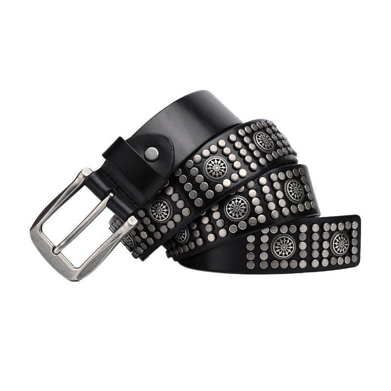 Makan Men's Studded Belt with Silver-Tone Buckle