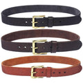 Men's Grained Leather Belt with Brass-Tone Buckle